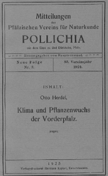 Mitteilungen der POLLICHIA, neue Folge, Nr. 3, 85. Vereinsjahr, 1924